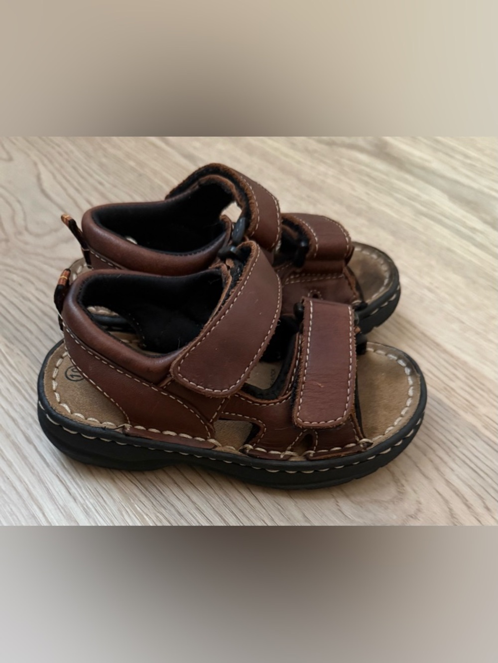 Toddler Boy Brown Leather Velcro Sandals